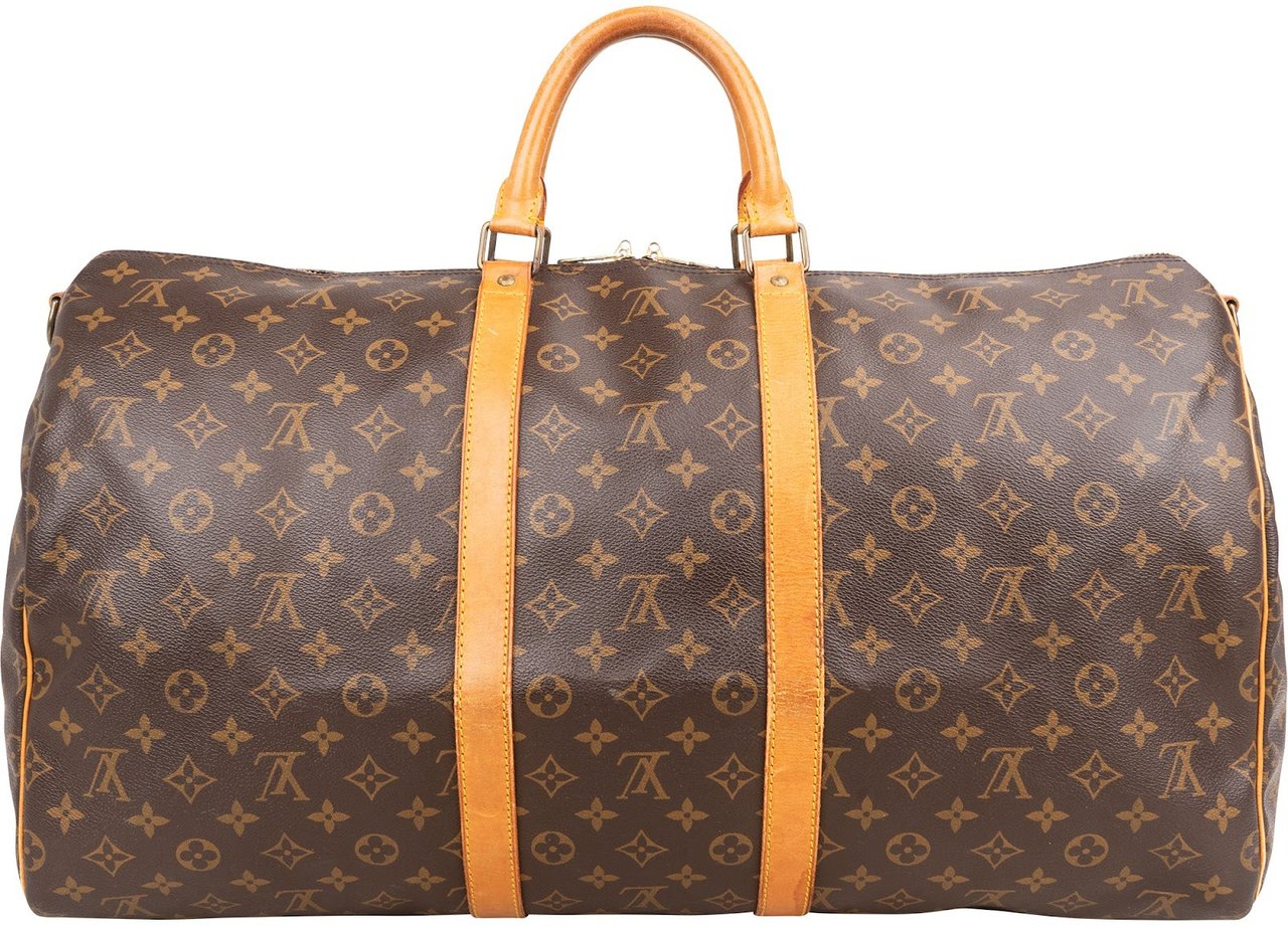 Louis Vuitton Monogram Canvas Keepall 55 Bandoulière Travel Bag Bruin