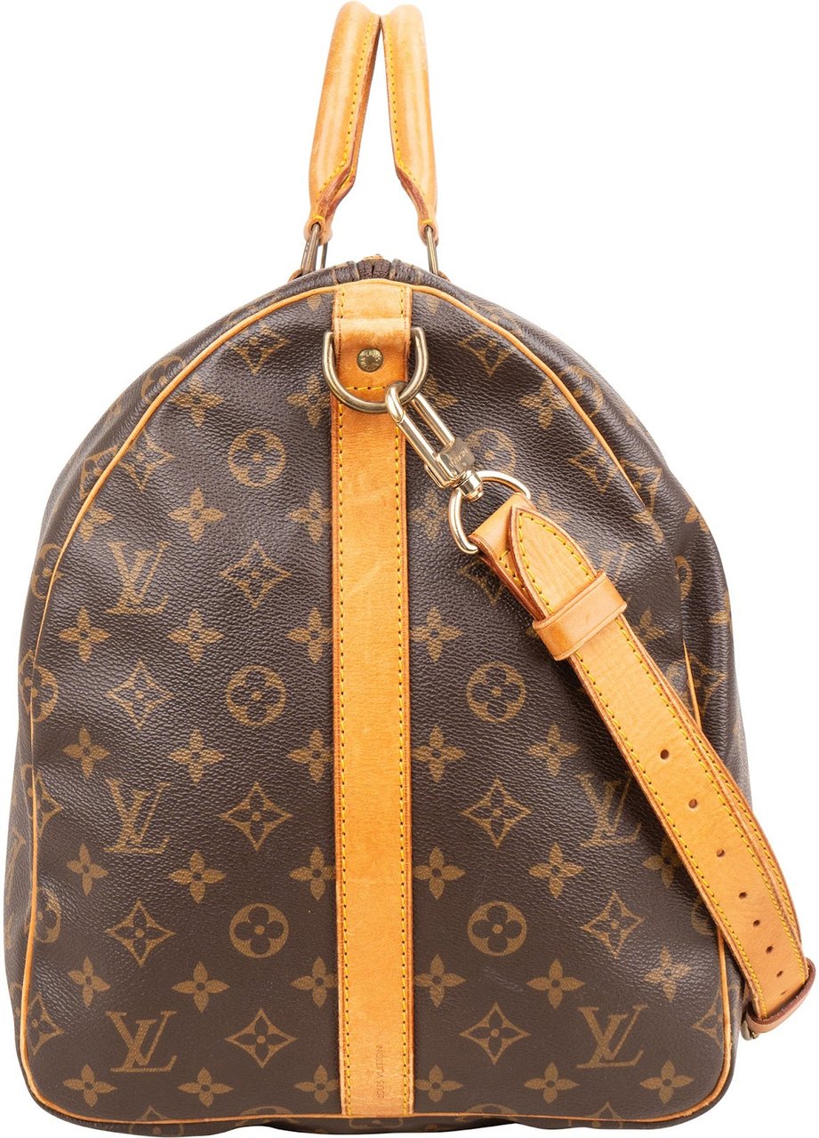 Louis Vuitton Monogram Canvas Keepall 55 Bandoulière Travel Bag Bruin