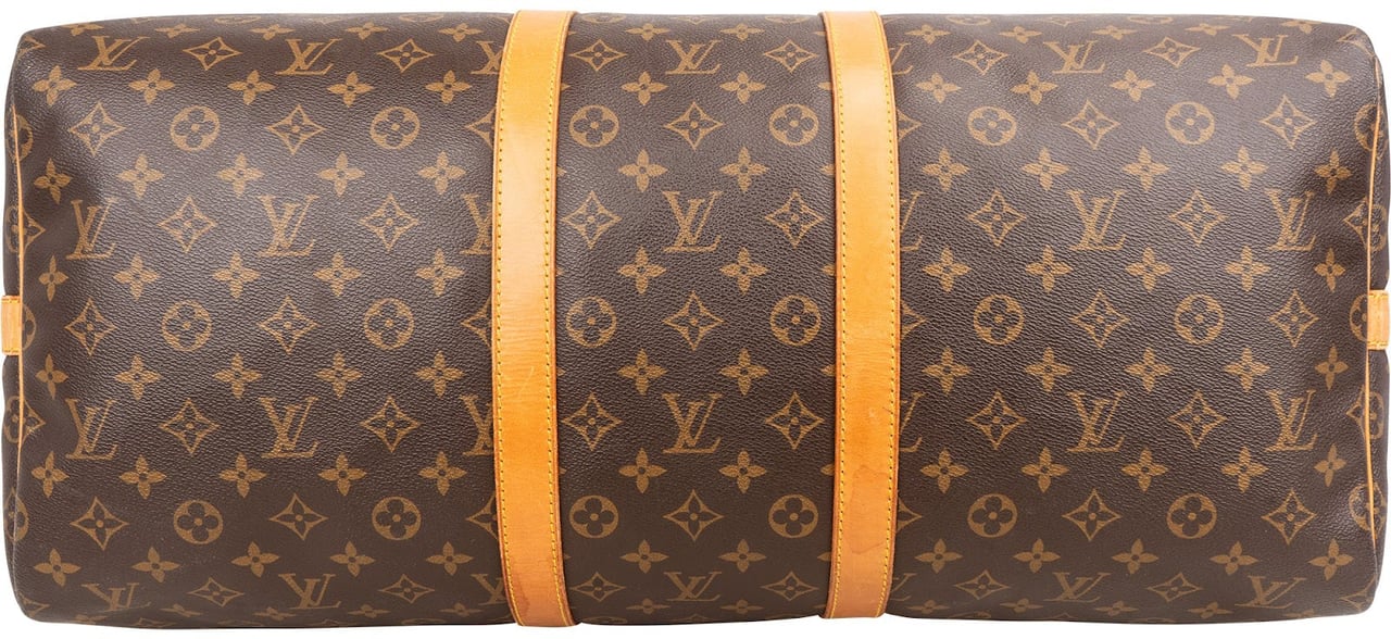 Louis Vuitton Monogram Canvas Keepall 55 Bandoulière Travel Bag Bruin