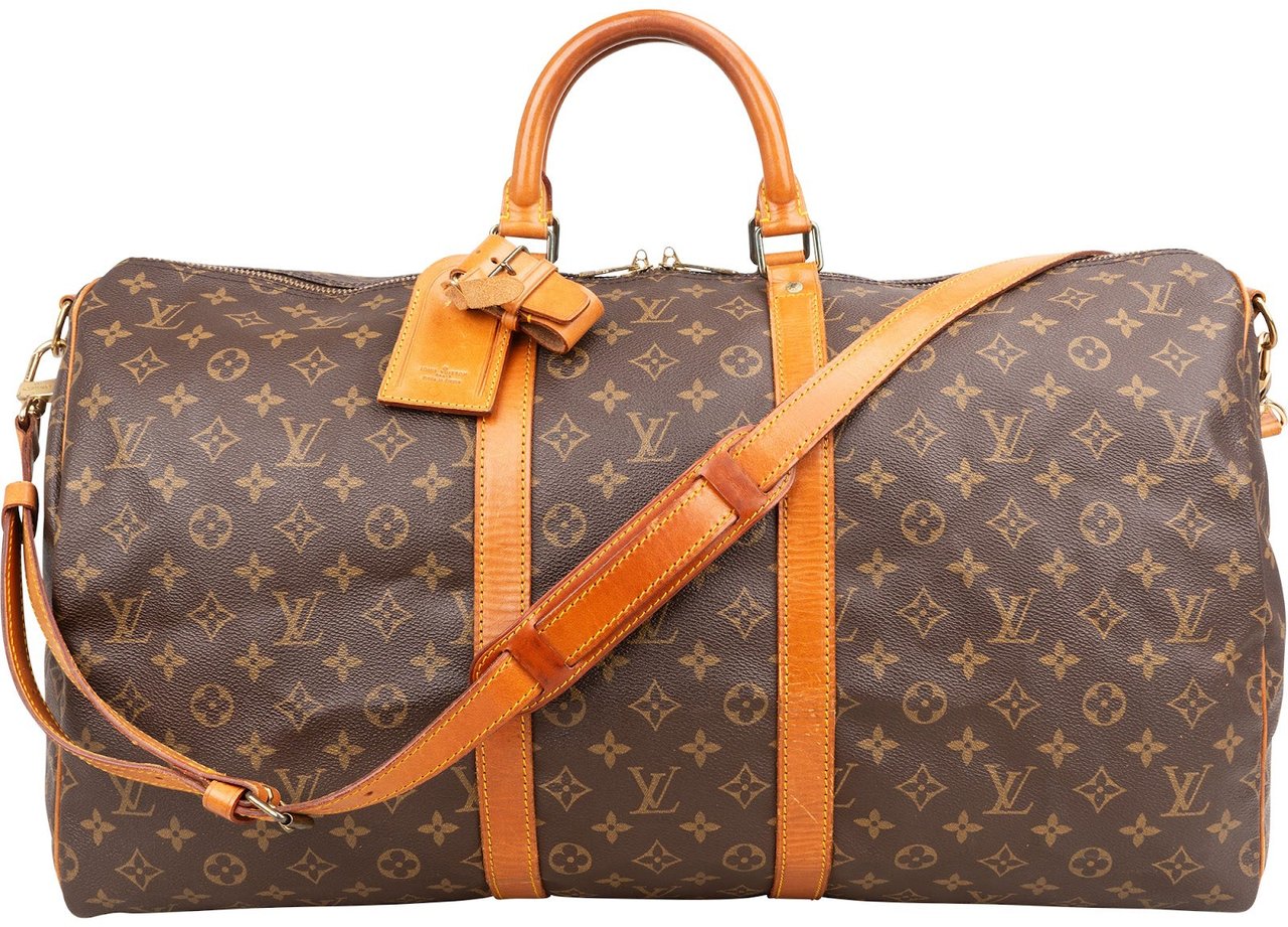 Louis Vuitton Monogram Canvas Keepall 55 Bandoulière Travel Bag Bruin