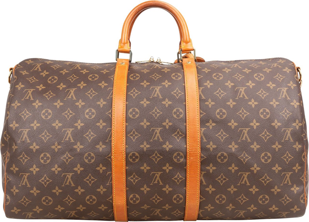 Louis Vuitton Monogram Canvas Keepall 55 Bandoulière Travel Bag Bruin