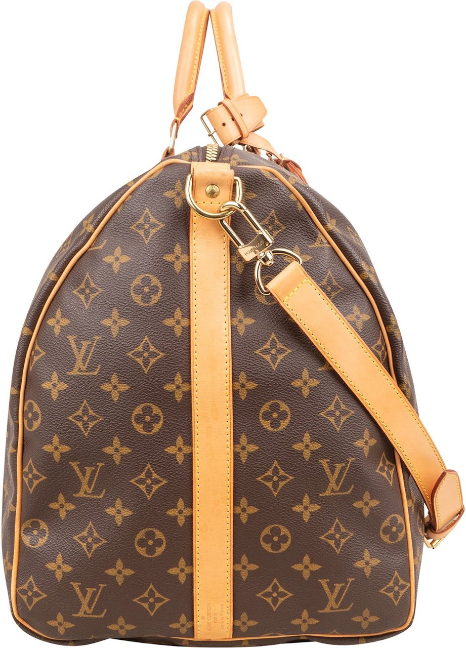 Louis Vuitton Monogram Canvas Keepall 60 Bandoulière Travel Bag Bruin
