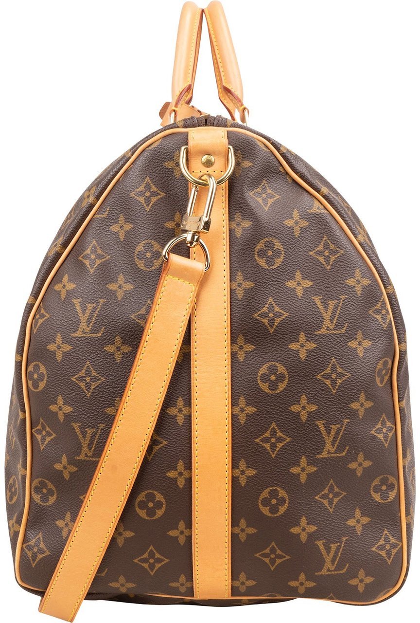 Louis Vuitton Monogram Canvas Keepall 60 Bandoulière Travel Bag Bruin