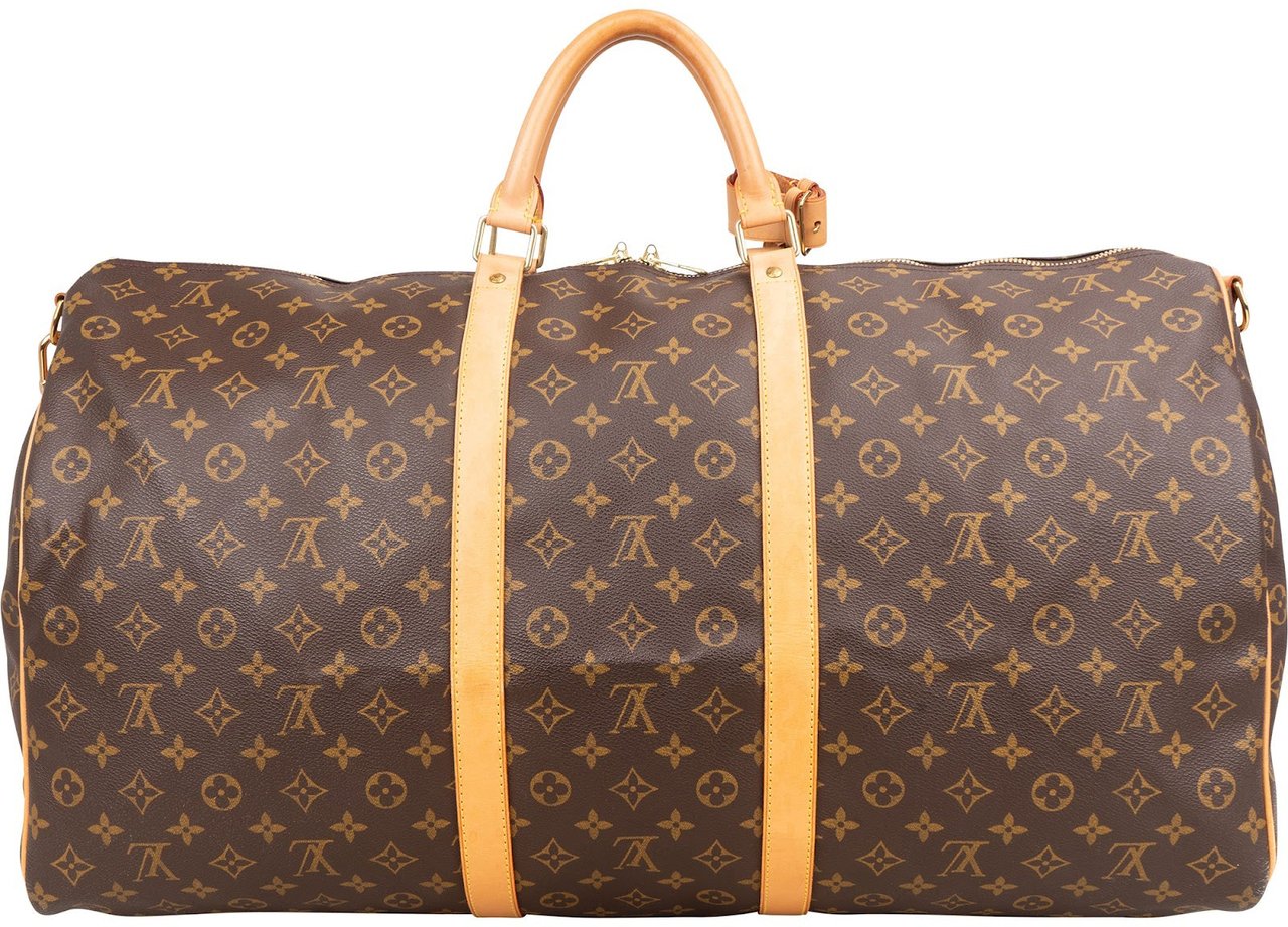 Louis Vuitton Monogram Canvas Keepall 60 Bandoulière Travel Bag Bruin