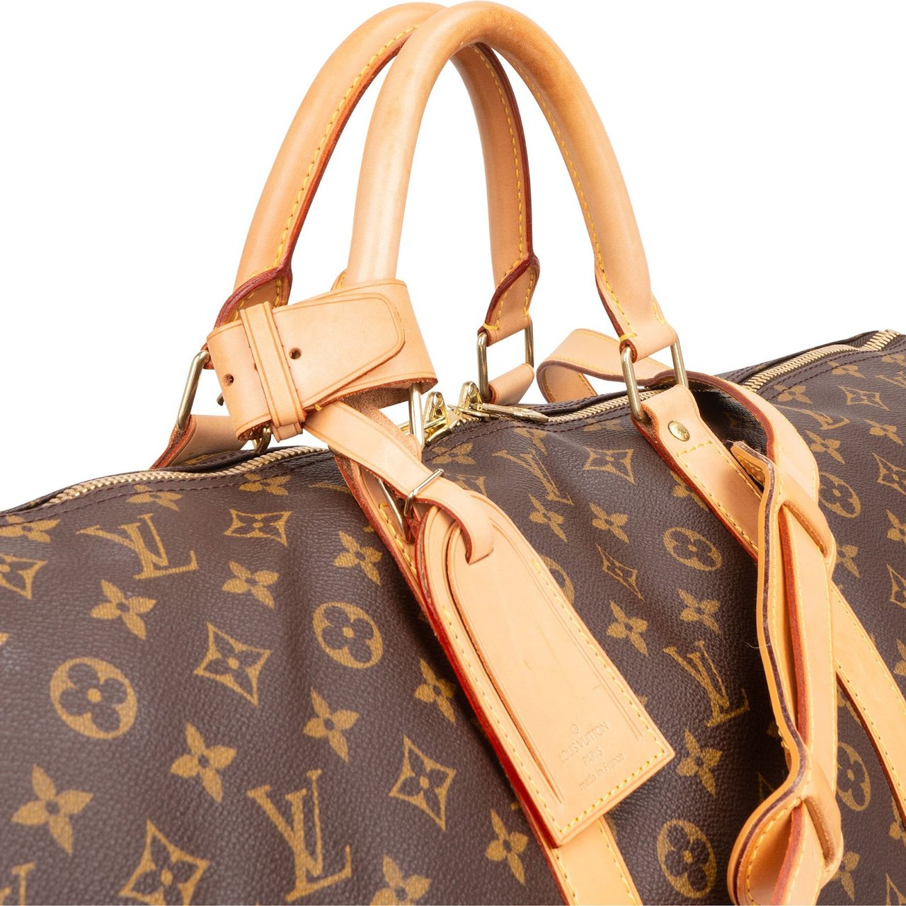 Louis Vuitton Monogram Canvas Keepall 60 Bandoulière Travel Bag Bruin