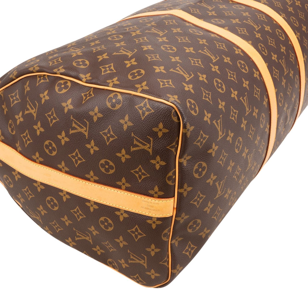 Louis Vuitton Monogram Canvas Keepall 60 Bandoulière Travel Bag Bruin