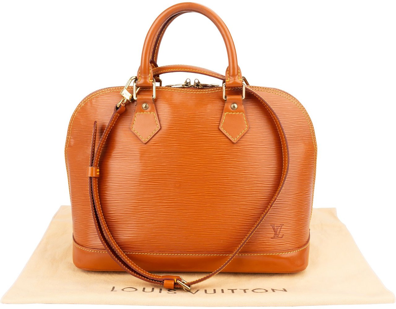 Louis Vuitton Cognac Epi Leather Alma PM Handbag Oranje