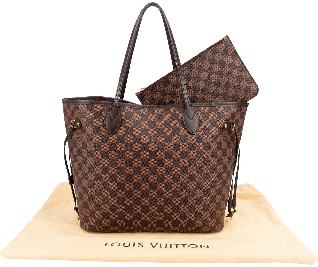 Louis Vuitton Monogram Damier Ebene Neverfull MM Shoulder Bag Bruin