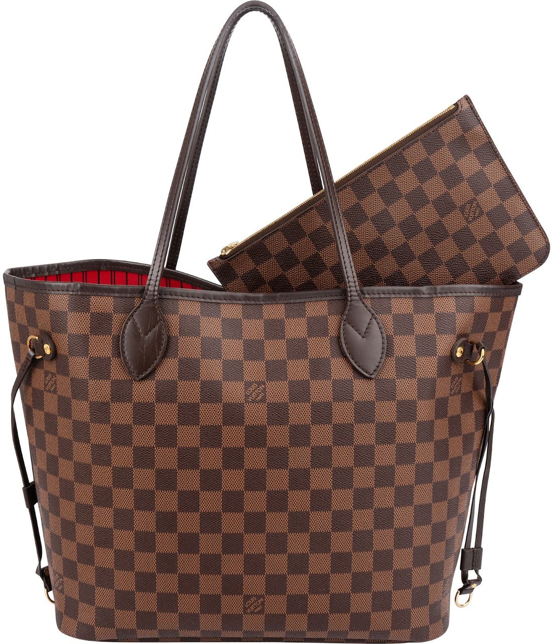 Louis Vuitton Monogram Damier Ebene Neverfull MM Shoulder Bag Bruin
