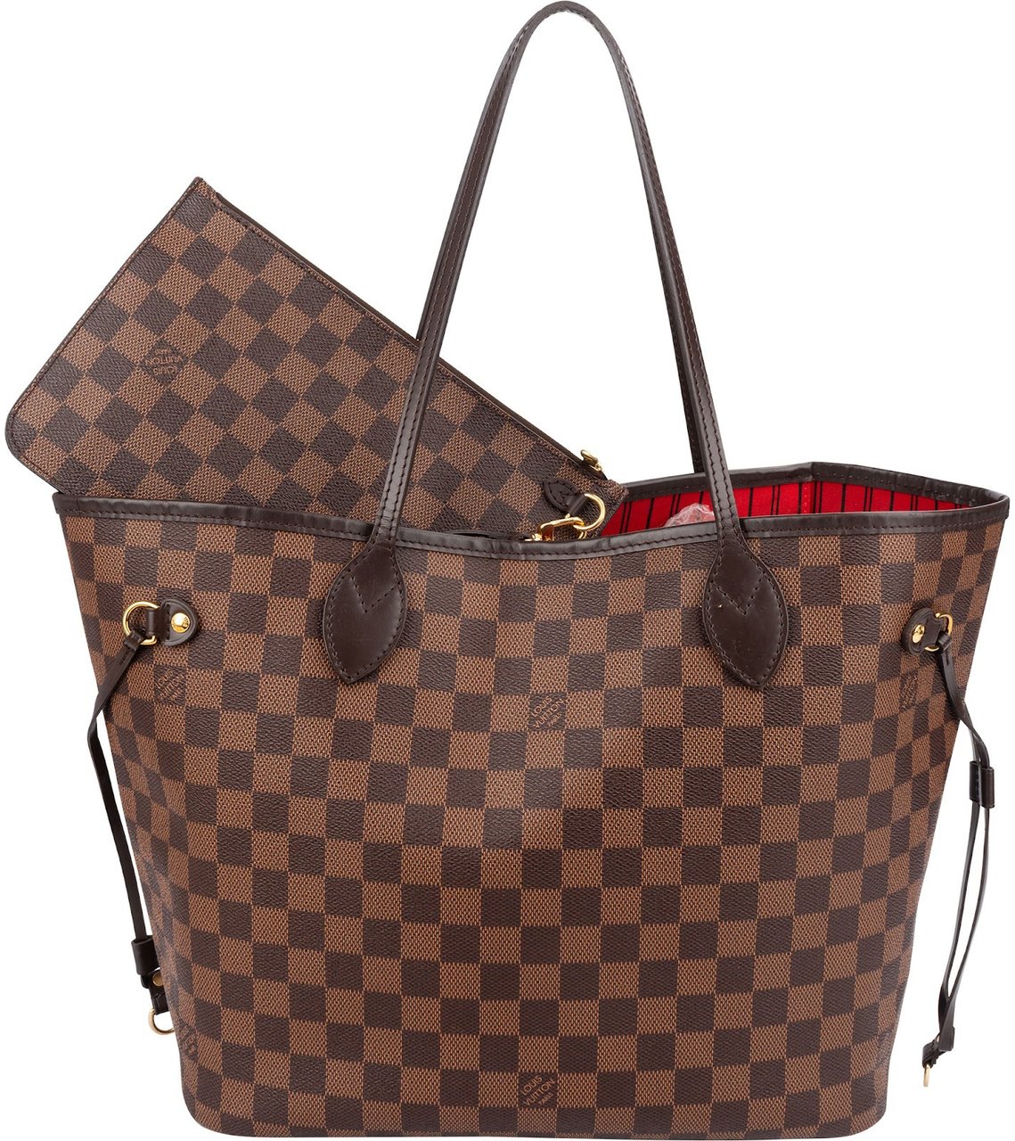 Louis Vuitton Monogram Damier Ebene Neverfull MM Shoulder Bag Bruin