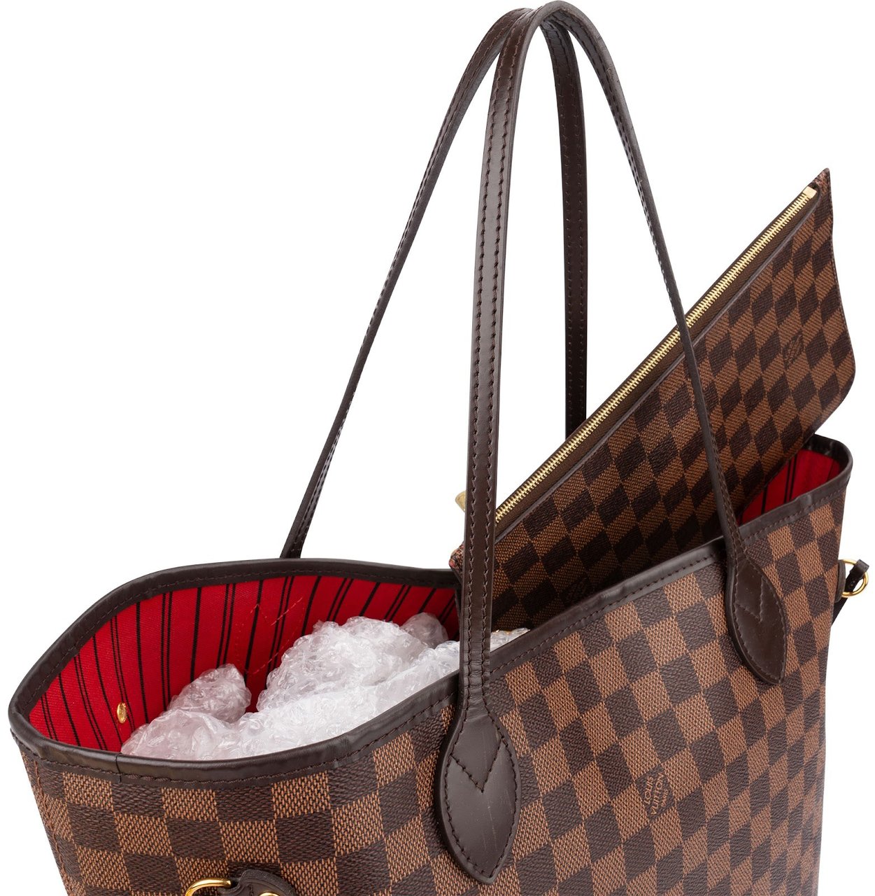 Louis Vuitton Monogram Damier Ebene Neverfull MM Shoulder Bag Bruin