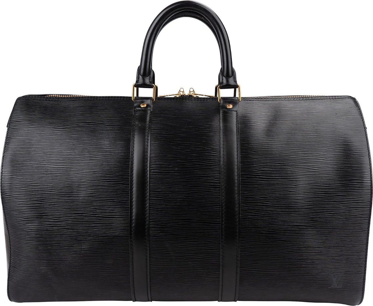 Louis Vuitton Noir Epi Leather Keepall 45 Travel Bag Zwart