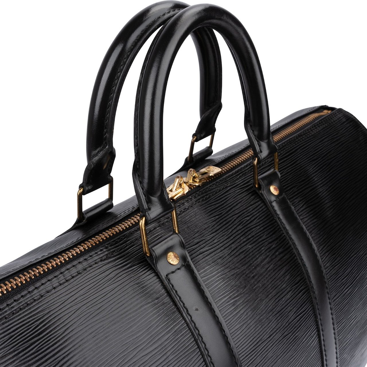 Louis Vuitton Noir Epi Leather Keepall 45 Travel Bag Zwart