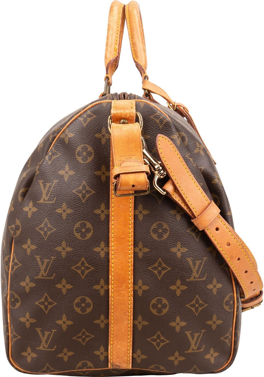 Louis Vuitton Monogram Canvas Keepall 55 Bandoulière Travel Bag Bruin