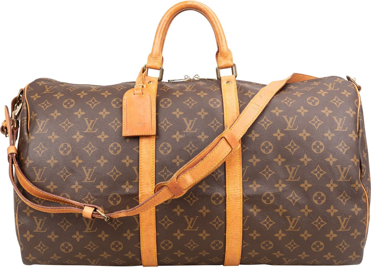Louis Vuitton Monogram Canvas Keepall 55 Bandoulière Travel Bag Bruin