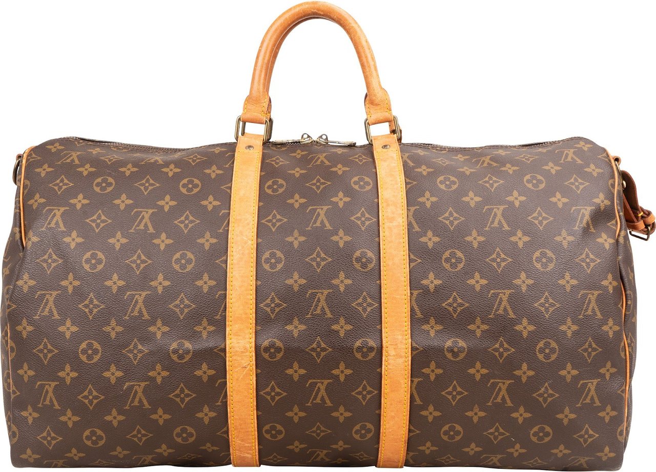 Louis Vuitton Monogram Canvas Keepall 55 Bandoulière Travel Bag Bruin