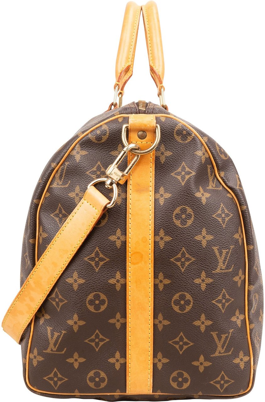 Louis Vuitton Monogram Canvas Keepall 50 Bandoulière Travel Bag Bruin