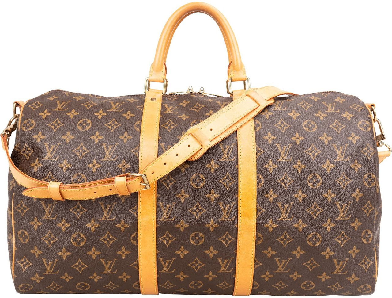 Louis Vuitton Monogram Canvas Keepall 50 Bandoulière Travel Bag Bruin