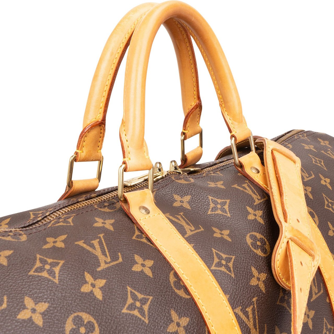 Louis Vuitton Monogram Canvas Keepall 50 Bandoulière Travel Bag Bruin