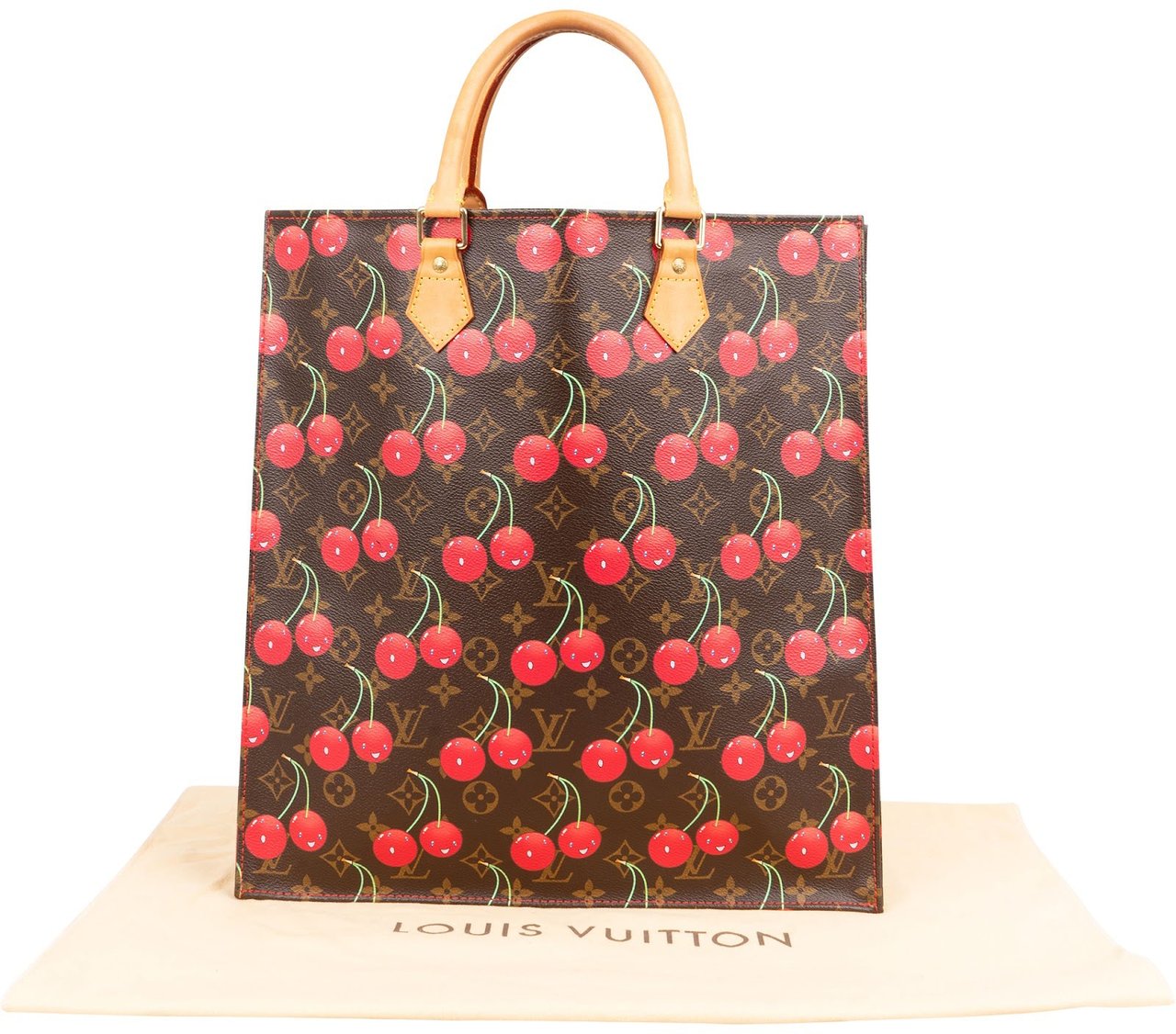 Louis Vuitton Limited Monogram Murakami Cerises Cherry Sac Plat Handbag Bruin