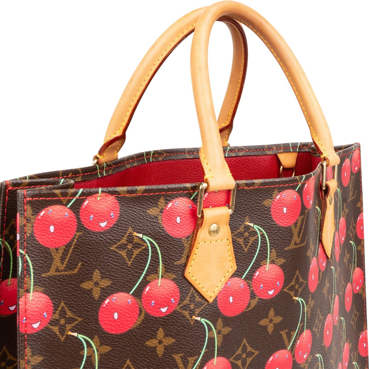 Louis Vuitton Limited Monogram Murakami Cerises Cherry Sac Plat Handbag Bruin