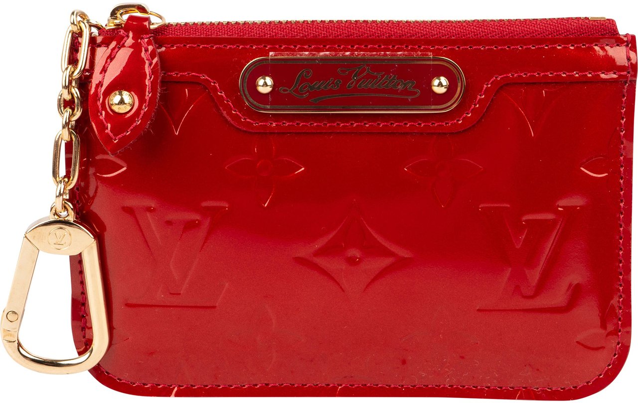 Louis Vuitton Monogram Vernis Pochette Clefs Chain Wallet Rood