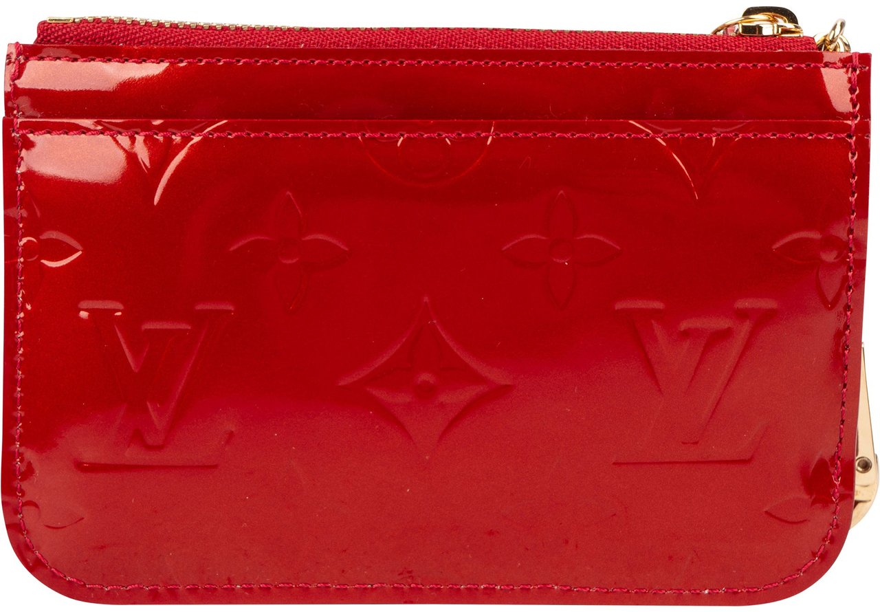 Louis Vuitton Monogram Vernis Pochette Clefs Chain Wallet Rood