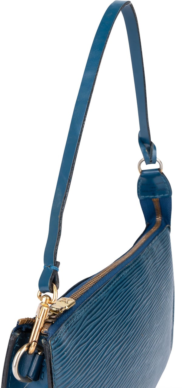 Louis Vuitton Bleu Epi Leather Pochette Accessoire Handbag Blauw