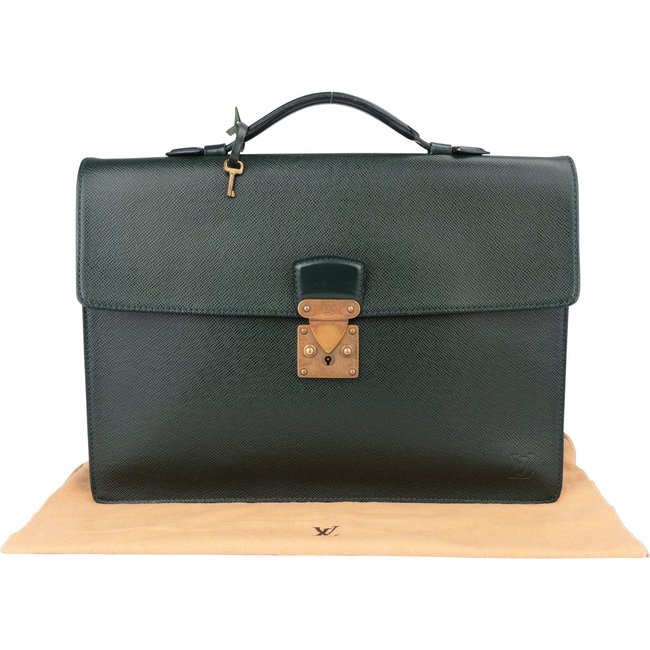 Louis Vuitton Louis Vuitton Vert Taiga Leather Serviette Kourad Business Handbag Divers