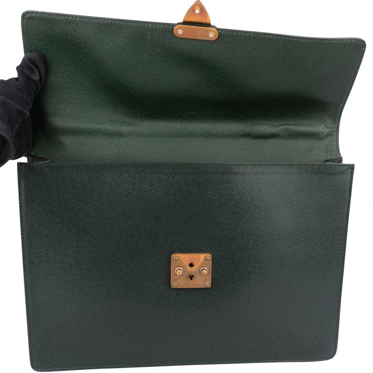 Louis Vuitton Louis Vuitton Vert Taiga Leather Serviette Kourad Business Handbag Divers