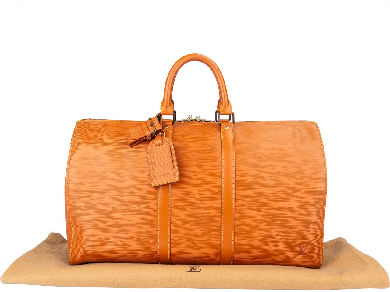 Louis Vuitton Louis Vuitton Cognac Epi Leather Keepall 45 Handbag Bruin