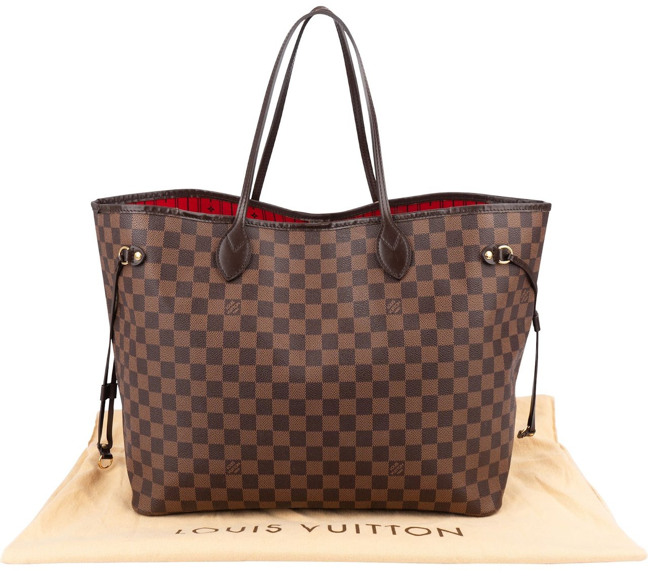 Louis Vuitton Monogram Damier Ebene Canvas Neverfull GM Shoulder Bag Bruin