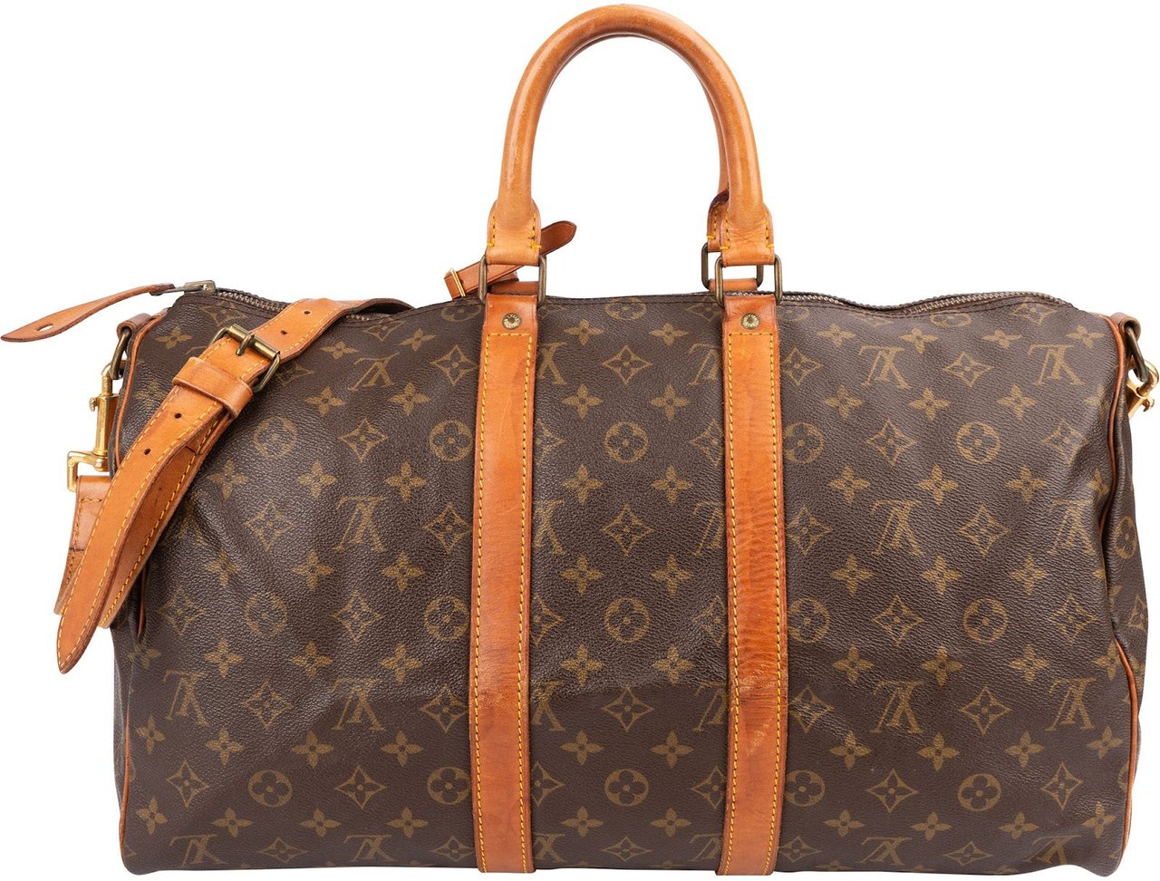 Louis Vuitton Monogram Canvas Keepall 45 Bandoulière Travel Bag Bruin
