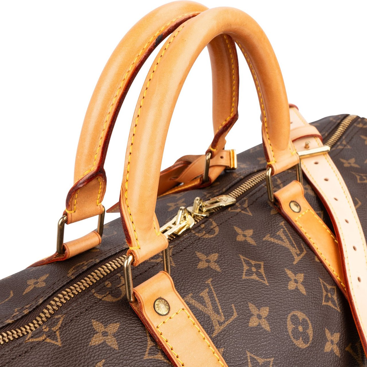 Louis Vuitton Monogram Canvas Keepall 50 Bandoulière Travel Bag Bruin