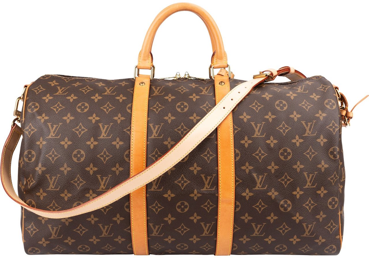 Louis Vuitton Monogram Canvas Keepall 50 Bandoulière Travel Bag Bruin