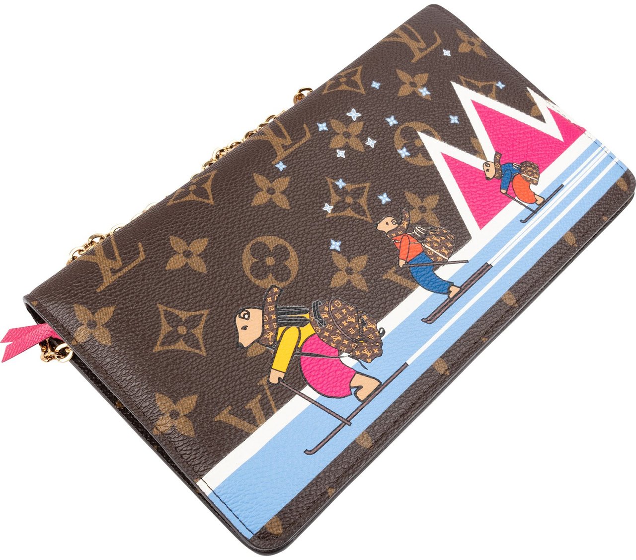 Louis Vuitton Monogram Christmas Animation Illustre Pochette Weekend Crossbody Bag Bruin