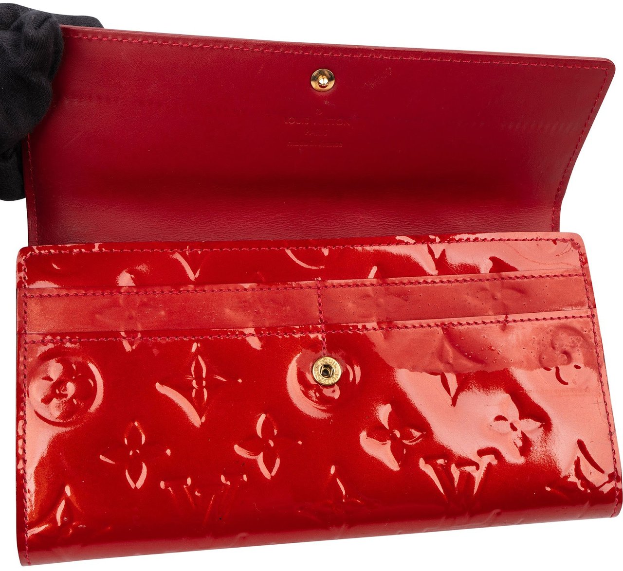 Louis Vuitton Monogram Vernis Leather Sarah Wallet Rood