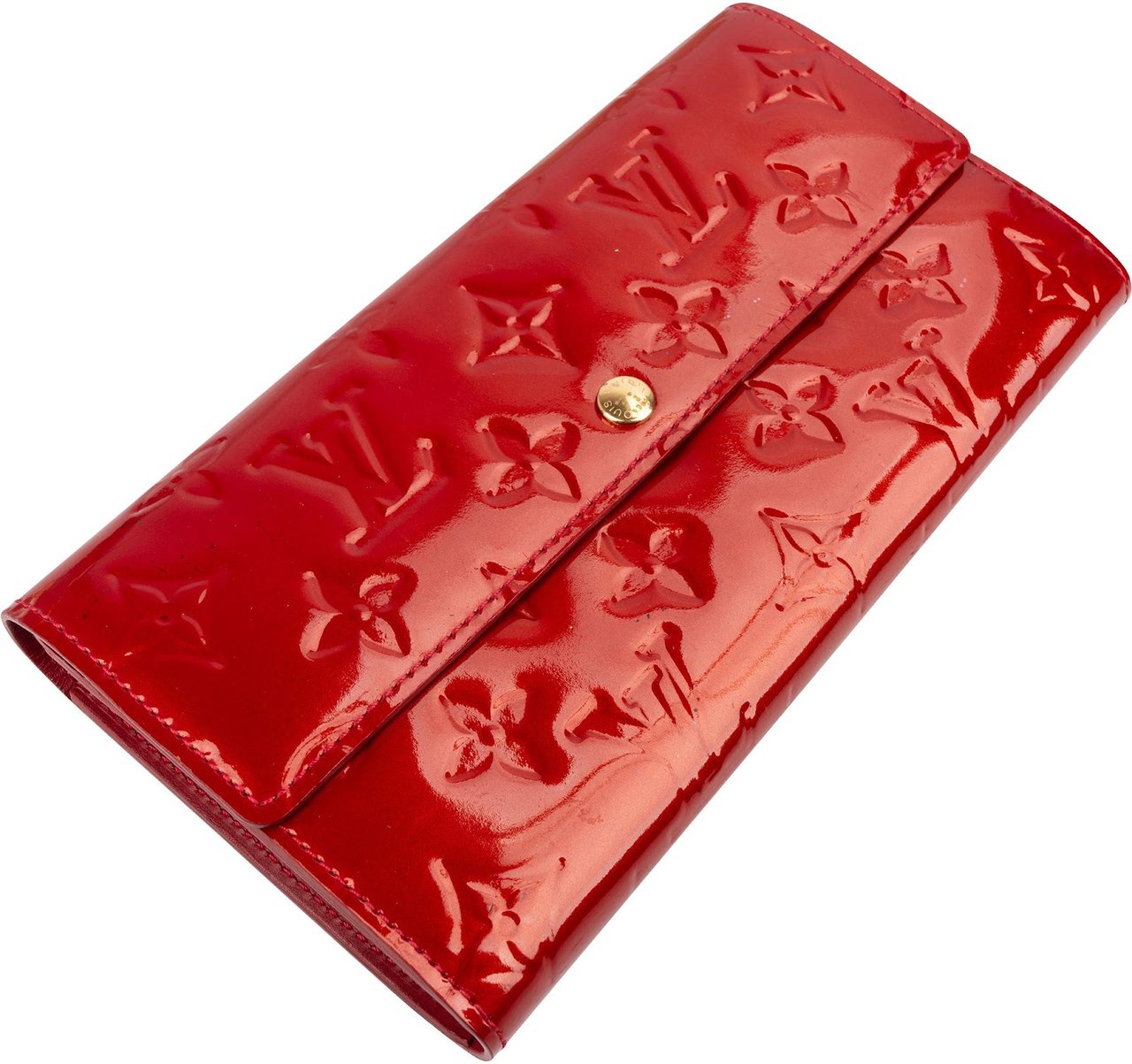Louis Vuitton Monogram Vernis Leather Sarah Wallet Rood