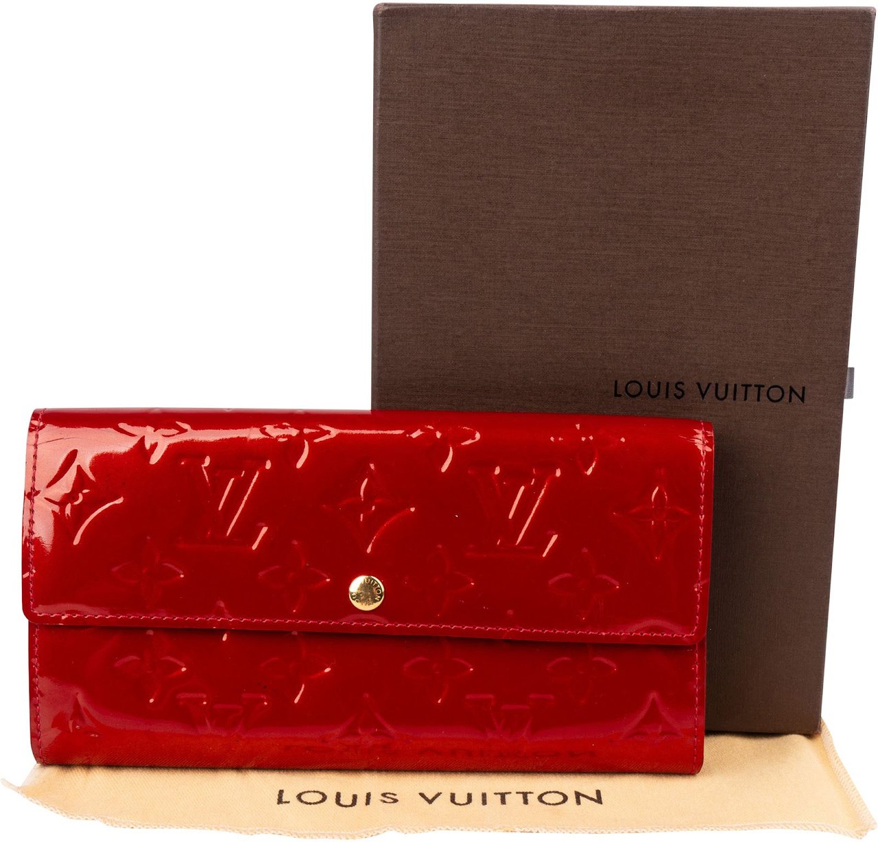 Louis Vuitton Monogram Vernis Leather Sarah Wallet Rood