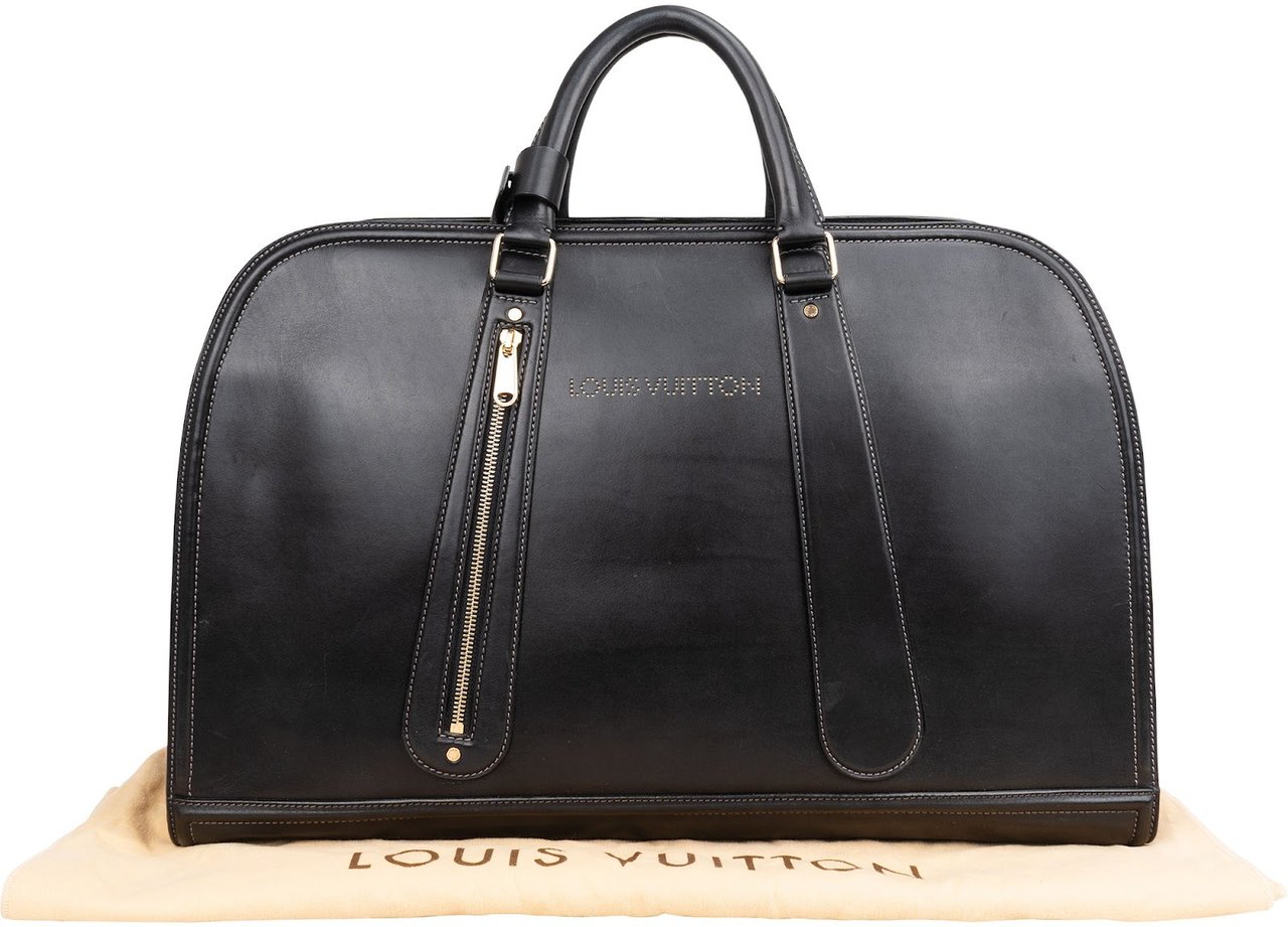 Louis Vuitton Noir Leather Bequia Sac De Voyage 50 Travel Bag Zwart