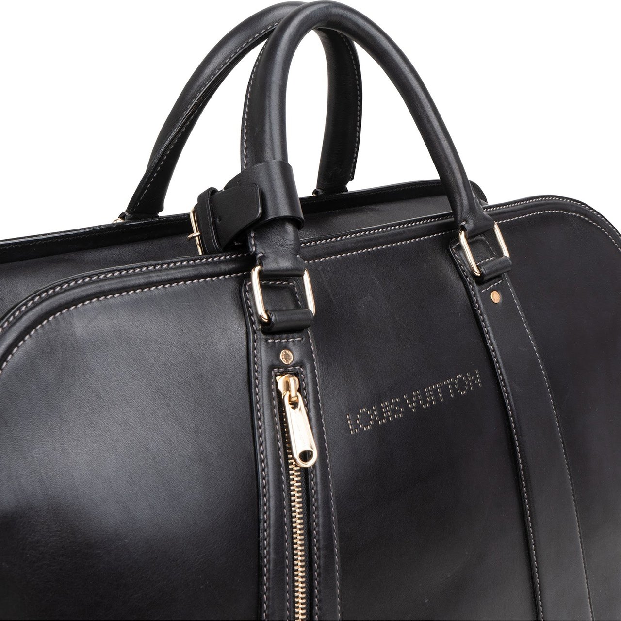 Louis Vuitton Noir Leather Bequia Sac De Voyage 50 Travel Bag Zwart