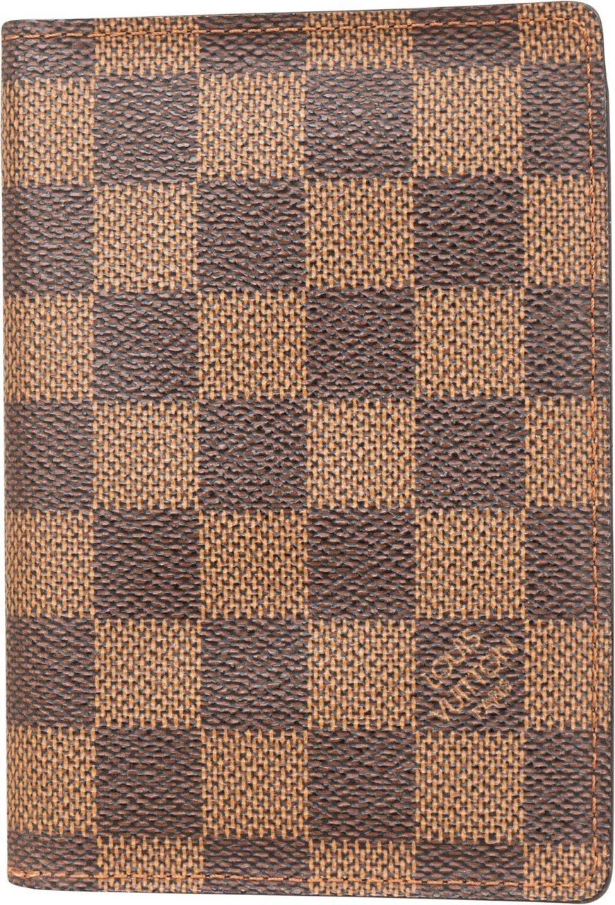 Louis Vuitton Monogram Damier Ebene Passport Cover Card Holder Bruin