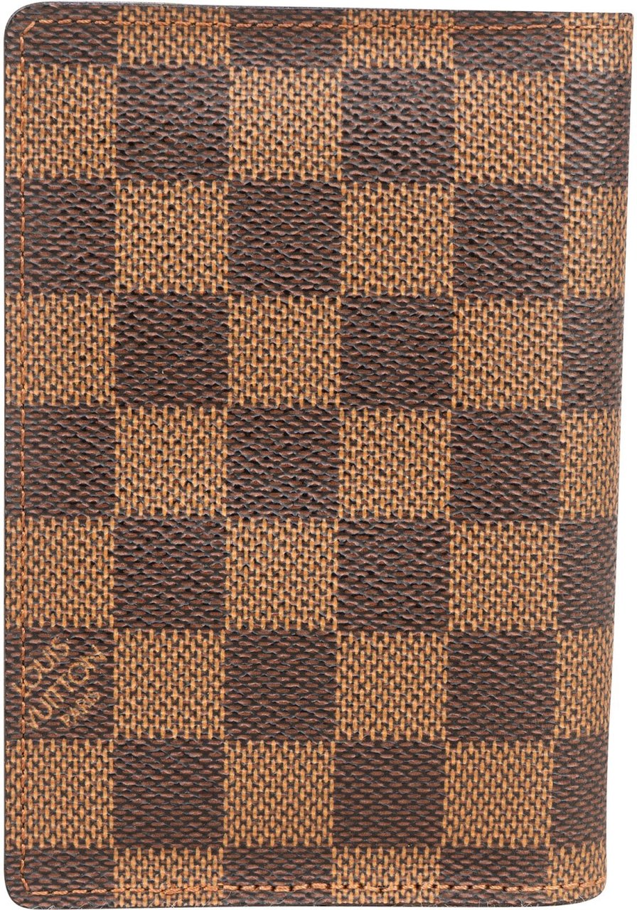 Louis Vuitton Monogram Damier Ebene Passport Cover Card Holder Bruin