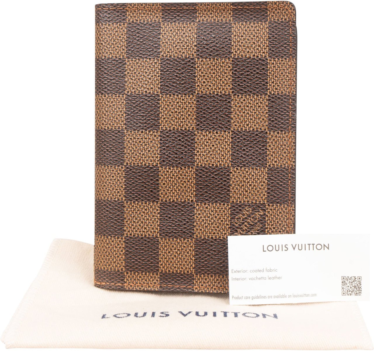 Louis Vuitton Monogram Damier Ebene Passport Cover Card Holder Bruin