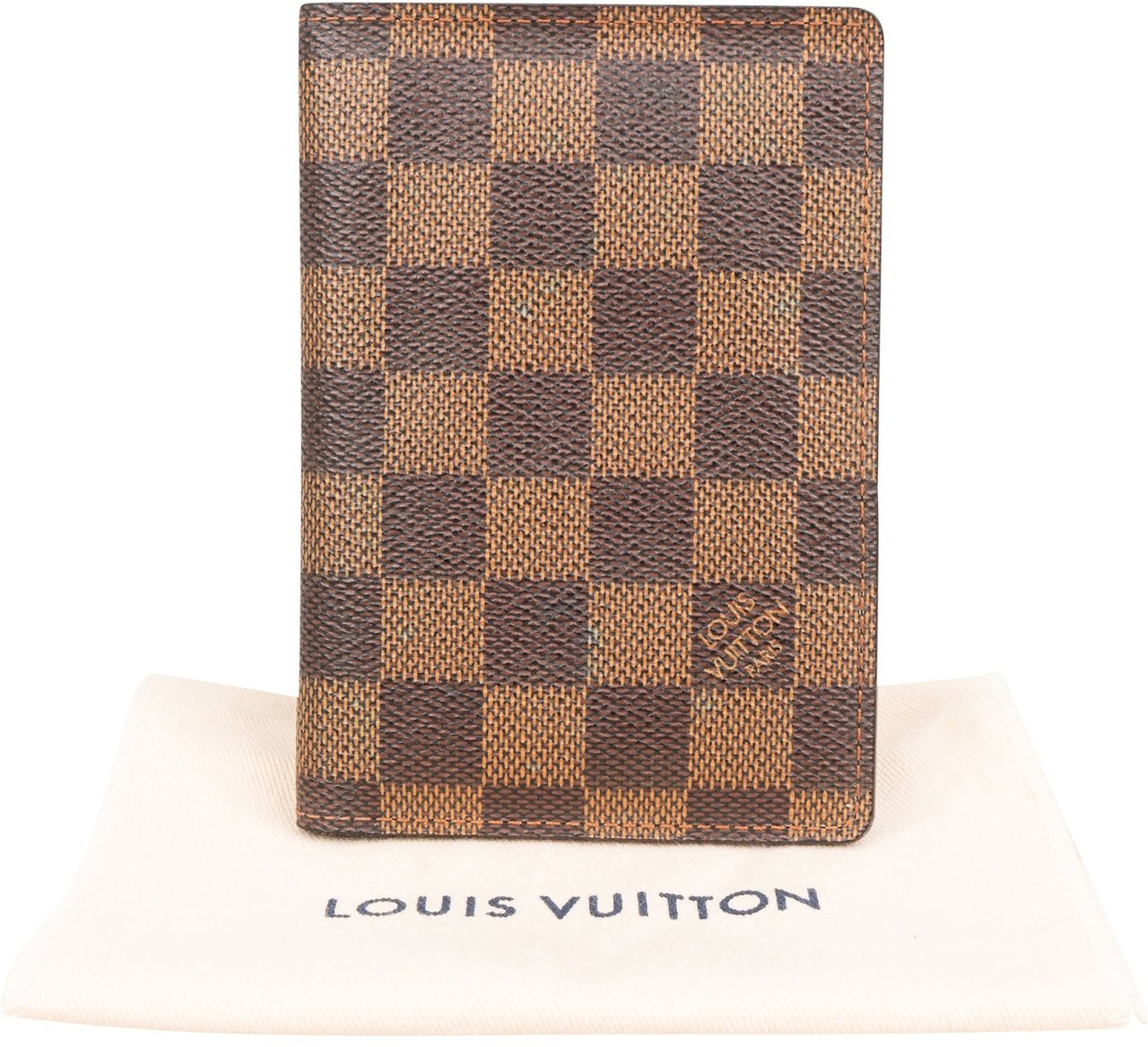 Louis Vuitton Monogram Damier Ebene Passport Cover Card Holder Bruin