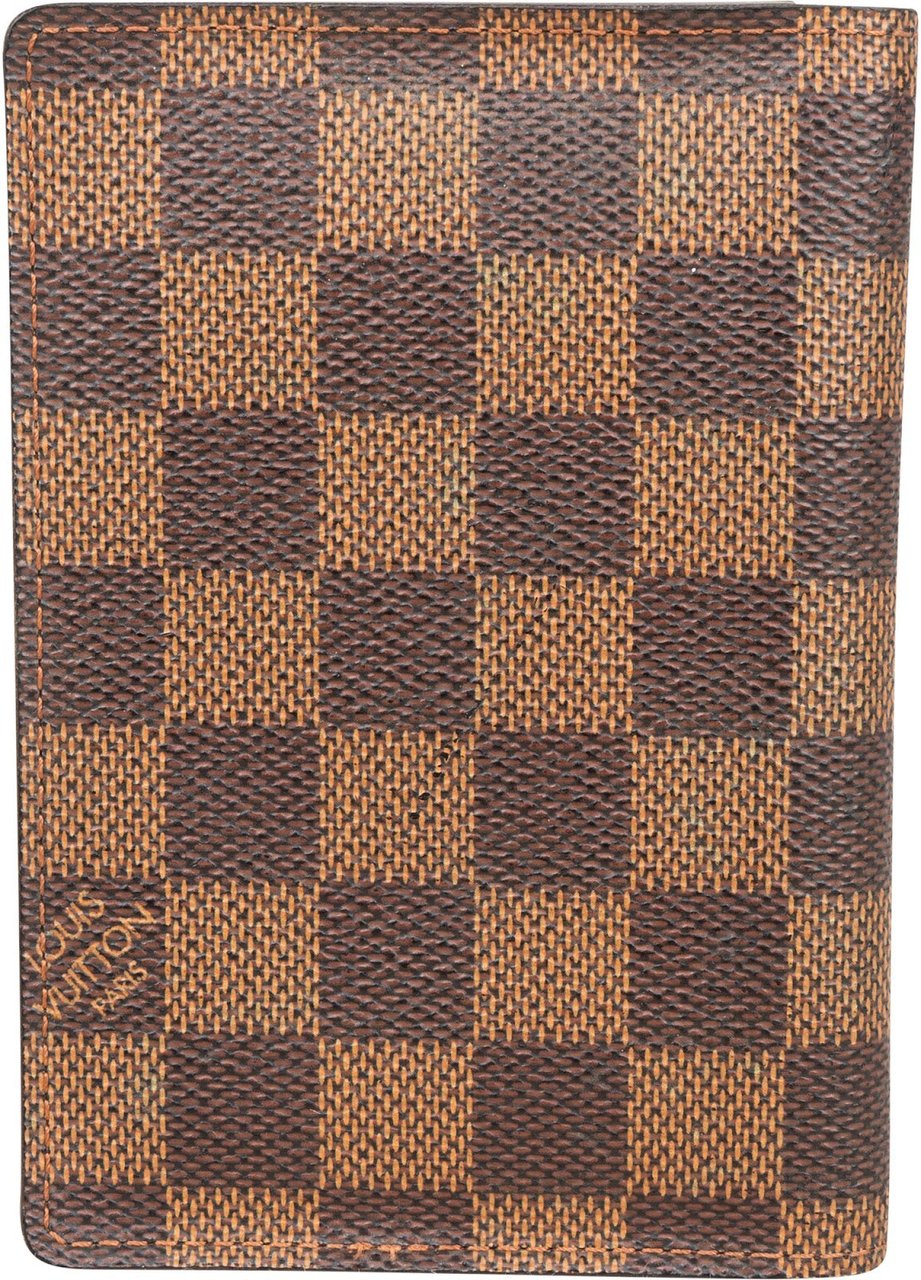 Louis Vuitton Monogram Damier Ebene Passport Cover Card Holder Bruin