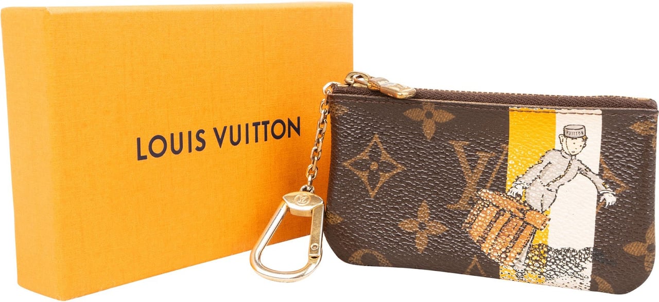 Louis Vuitton Monogram Canvas Illustré Evasion Groom Cles Key Pouch Bruin