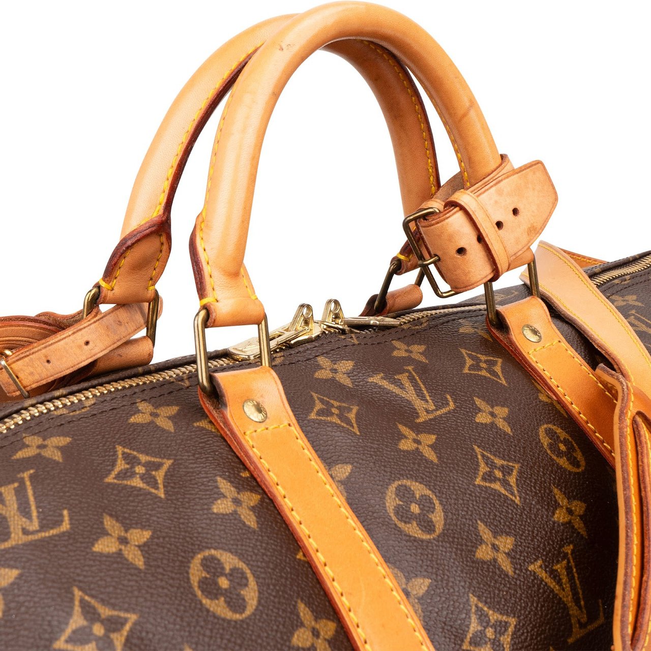 Louis Vuitton Monogram Canvas Keepall 60 Bandoulière Travel Bag Bruin