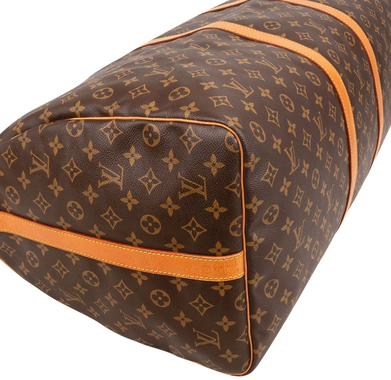 Louis Vuitton Monogram Canvas Keepall 60 Bandoulière Travel Bag Bruin