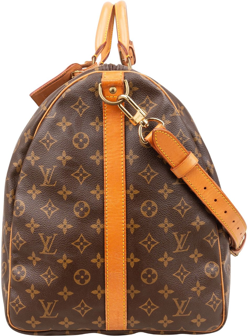 Louis Vuitton Monogram Canvas Keepall 60 Bandoulière Travel Bag Bruin